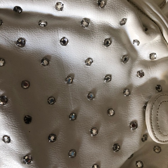 Iconic White Leather Jeweled Bag By Sharif - Picture 3 of 3